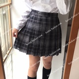【灰音家】银丝花灰格子裙 高腰JK制服裙 日本高校大小姐风