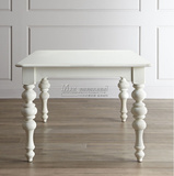 欧式白色实木餐桌 新古典长餐桌田园风格沙发椅餐椅美式桌椅组合