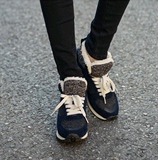 韩国进口女鞋代购 冬季新款系带高帮加棉休闲保暖加绒加厚棉鞋