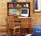 上海 美式乡村纯实木电脑桌书桌带书架 写字台 儿童套房家具 特价