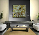 手工绘油画东南亚泰式风格装饰画客厅卧室墙挂画定制金箔画百合花