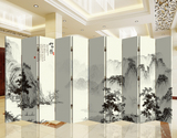 中式屏风客厅玄关门 简约时尚现代酒店办公室实木隔断 折屏山水画