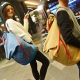 新款韩版帆布双肩背包超大轻男女文艺范户外休闲旅行李袋外贸原单