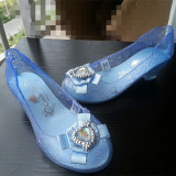 美国迪士尼新款女童灰姑娘水晶鞋 亮灯鞋 高跟公主鞋 圣诞表演鞋