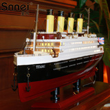 泰坦尼克号轮船模型摆件地中海帆船装饰品家居摆设木质工艺船礼品