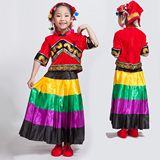 儿童彝族演出服儿童舞蹈服儿童民族舞蹈服装女童少数民族儿童服饰