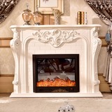 欧式壁炉装饰柜仿真火焰实木架美式壁炉雕花可取暖白深色可遥控