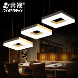 音视 LED餐厅吊灯三头亚克力长方形环形现代简约创意个性客厅吊灯