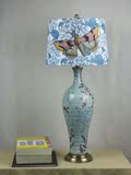 包邮潮州手绘树叶陶瓷台灯， 现代中式，美式乡村风格，丝印灯罩