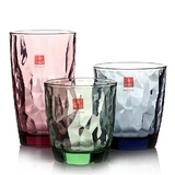 波米欧利彩色进口玻璃杯钻石水杯套装意大利无盖杯子透明家用茶杯