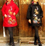 2014新款棉衣民族风女装绣花冬装外套修身气质保暖加厚棉服棉袄