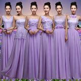 紫色伴娘服秋冬伴娘礼服2016新款长款姐妹团姐妹裙冬装结婚姊妹裙