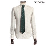 ZIOZIA 秋冬格子衬衫 修身纯色 棉质衬衫 尖领衬衫 正装衬衫 特价