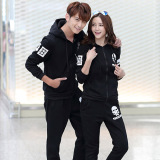情侣装秋装卫衣套装2015骷髅头韩国男女秋季修身外套学生班服两件