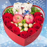 圣诞节平安夜礼物玫瑰鲜花苹果费列罗巧克力礼盒西安同城速递生日