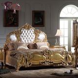 fp意式奢华家具欧式古典全贴金箔手工实木雕刻双人床1.8米实木床