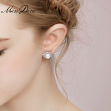 MISSDIVA伊莲 新款耳钉耳环璀璨锆石花朵造型新娘耳饰配饰品