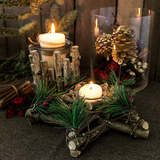 樂荷公園 欧式手工天然木质餐桌烛台 美式乡村创意浪漫情人节装饰