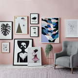 NOC北欧简约客厅卧室挂画照片墙画 黑白抽象人物植物装饰画组合画