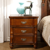 美式床头柜 欧式简约木质床头柜 新古典做旧柜子储物收纳柜家具