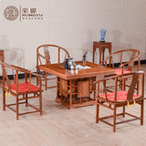 仿古家具 红木茶桌 花梨木正方形茶几 实木功夫茶桌椅组合泡茶桌