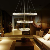 金达米洛新款现代简约灯饰时尚LED水晶吊灯三环造型客厅楼梯灯