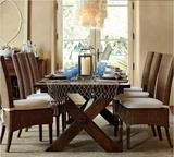 北欧宜家LOFT工业做旧风格铁艺松木餐桌椅组合美式全实木餐桌