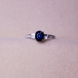 极品斯里兰卡蓝宝石戒指晶体通透火彩超闪色彩规格6*5重1.5克拉