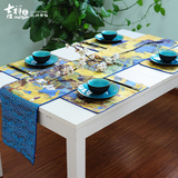 新中式客厅餐桌旗[桃源仙境]工笔山水中国风茶几布艺床旗