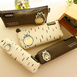 咔巴熊韩国文具 龙猫帆布方形笔袋 女生可爱创意大容量收纳笔包