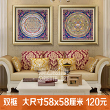 简欧欧式美式中式客厅二联画墙画沙发背景墙装饰画有框画挂画唐卡