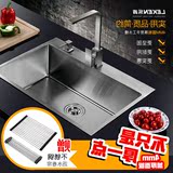 乐肯4MM面板加厚手工水槽304不锈钢水槽单槽厨房洗菜盆洗碗池套餐