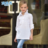 滴滴雨童装2015秋装新款儿童女童衬衫韩版中大童长袖白衬衫上衣