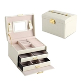欧式pu皮革饰品盒子 化妆盒 三层双抽屉公主珠宝多层手提首饰盒
