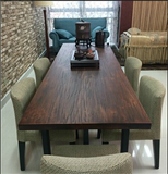 美式原木金属乡村实木做旧餐桌椅组合铁艺餐厅酒吧桌家具长桌定制