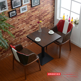 复古做旧 咖啡厅桌椅 西餐厅奶茶店桌椅组合 北欧宜家实木餐桌椅