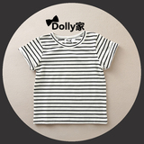 Dolly家夏季童装韩版宝宝纯棉上衣儿童条纹短袖T恤男童女童打底衣