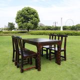 野人谷户外花园桌椅碳化木防腐木复古咖啡厅休闲茶座实木餐桌椅