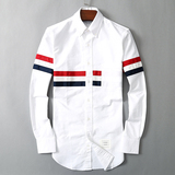 16新款thom browne TB衬衫牛津纺布长袖白色衬衣男女修身纯棉