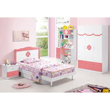 女孩儿童板式套房 1.2米1.5米粉色公主床床头柜衣柜书桌卧室家具