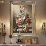 恒美手绘油画欧式古典花卉DS230简约家居餐厅玄关壁炉竖幅装饰画