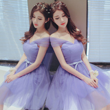伴娘服短款2016新款韩式紫色伴娘团礼服显瘦伴娘裙姐妹裙小礼服夏