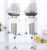地中海风格创意实木小帆船挂饰壁挂装饰风铃饰品帆船风铃个性礼物