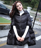 韩国SZ2015冬装新款羽绒服中长款白鸭绒加厚韩版显瘦斗篷羽绒服女