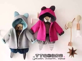 韩国正品童装代购秋新款男童女童可爱小浣熊耳朵带尾巴太空棉外套