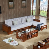千巢家居 现代中式客厅家具 水曲柳实木沙发 红木沙发小户型沙发