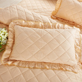 纯棉绗缝夹棉加厚枕头套韩式公主纯色荷叶花边单双人枕套特价包邮