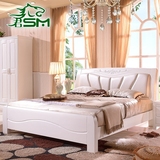软包实木床白色 现代简约婚床公主床 欧式床双人1.8米储物高箱床