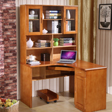 现代中式实木转角电脑桌 橡木转角书柜 家用儿童实木书台书桌书架