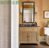 美式仿古复古浴室柜小户型 地中海做旧柜子 洗手洗脸台盆卫浴柜子